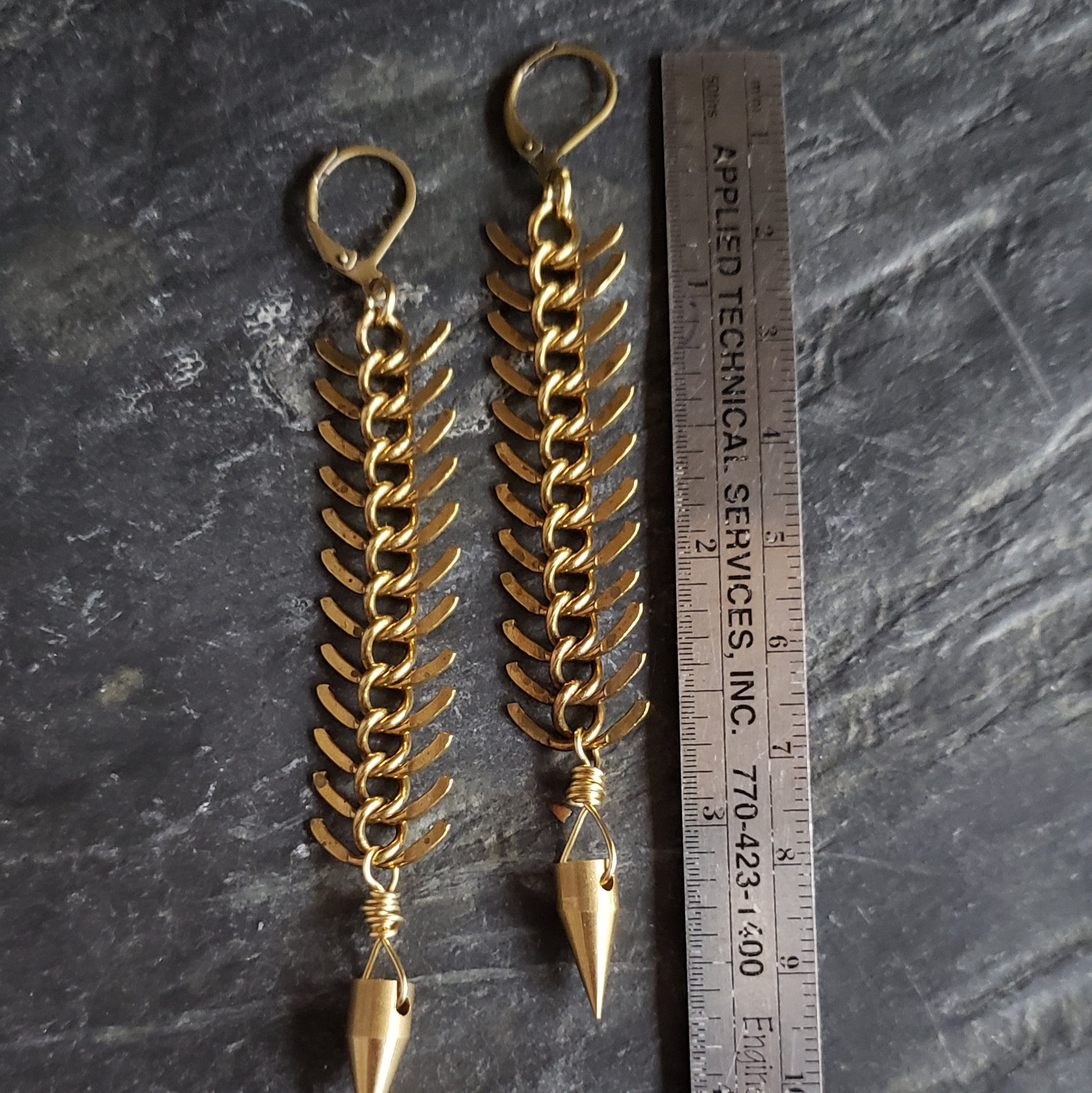 Brass Spike Pendulum Earrings