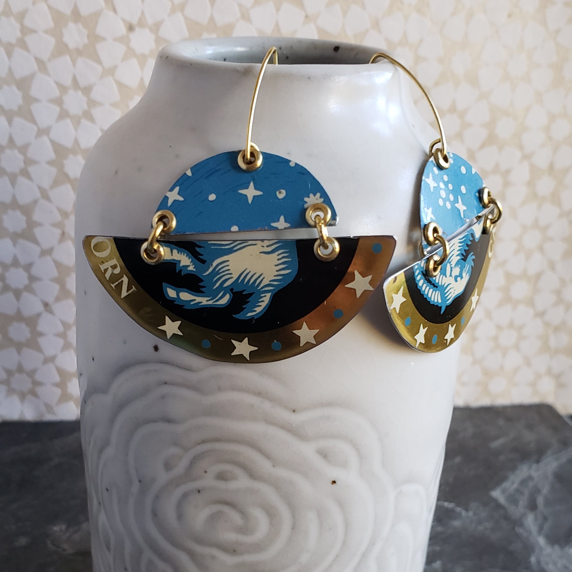 Astrology Collection - Repurposed Vintage Tin Earrings