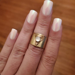 Brass Finger Cuff Adjustable Gemstone Ring