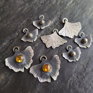 The Woodland Collection - Ombré Pyrite Gingko Leaf Pendants in Sterling Silver