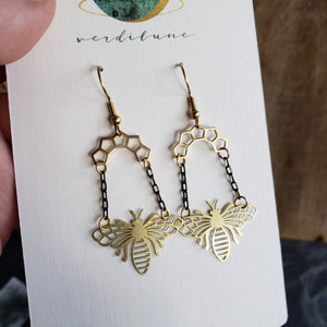 Elemental Metals Collection ◇Queen Bee◇ Celestially-Inspired Brass Earrings