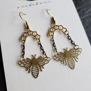 Elemental Metals Collection ◇Queen Bee◇ Celestially-Inspired Brass Earrings