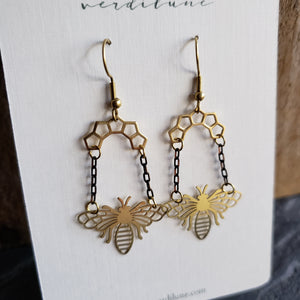 Elemental Metals Collection ◇Queen Bee◇ Celestially-Inspired Brass Earrings