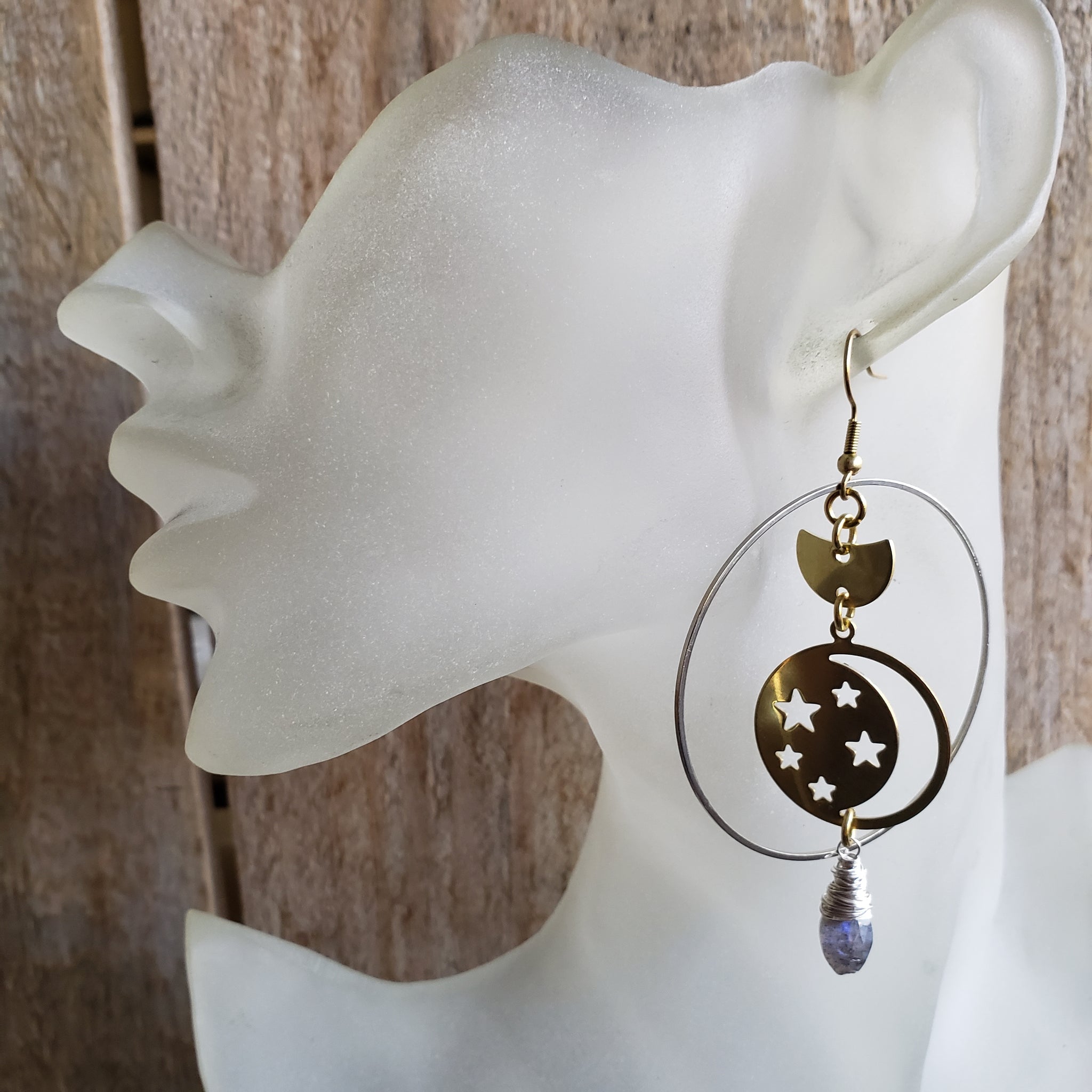 Elemental Metals Collection ◇Equinox◇ Celestially-Inspired Gemstone & Brass Earrings