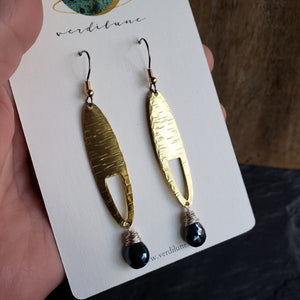 Elemental Metals Collection ◇Umbra◇ Celestially-Inspired Gemstone & Brass Earrings