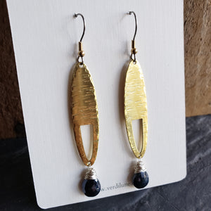 Elemental Metals Collection ◇Umbra◇ Celestially-Inspired Gemstone & Brass Earrings