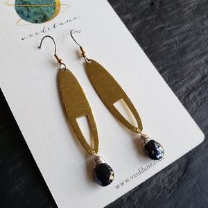 Elemental Metals Collection ◇Umbra◇ Celestially-Inspired Gemstone & Brass Earrings