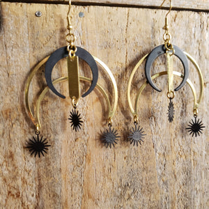 Elemental Metals Collection ◇Big Bang◇ Celestially-Inspired Brass Earrings