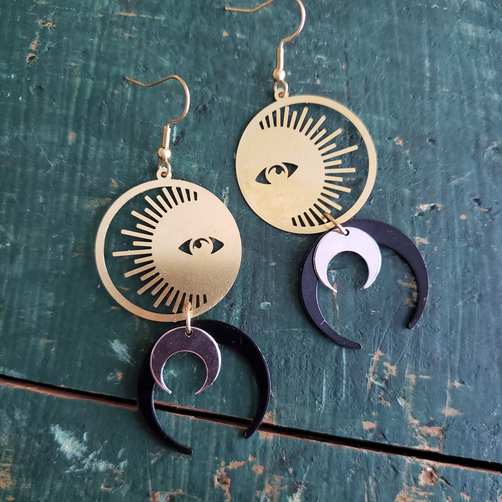 Elemental Metals Collection ◇Sun Priestess◇ Celestially-Inspired Brass Earrings