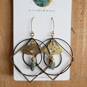 Elemental Metals Collection ◇ Cloudy Night Sky◇ Celestially-Inspired Brass Earrings