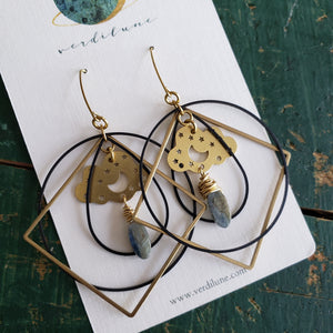 Elemental Metals Collection ◇ Cloudy Night Sky◇ Celestially-Inspired Brass Earrings