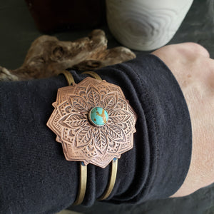 Copper Mandala Cuff with Turquoise