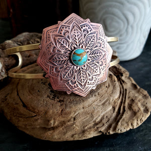 Copper Mandala Cuff with Turquoise