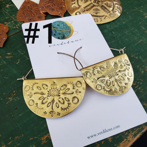 Mandala Shield Hand Stamped Earrings