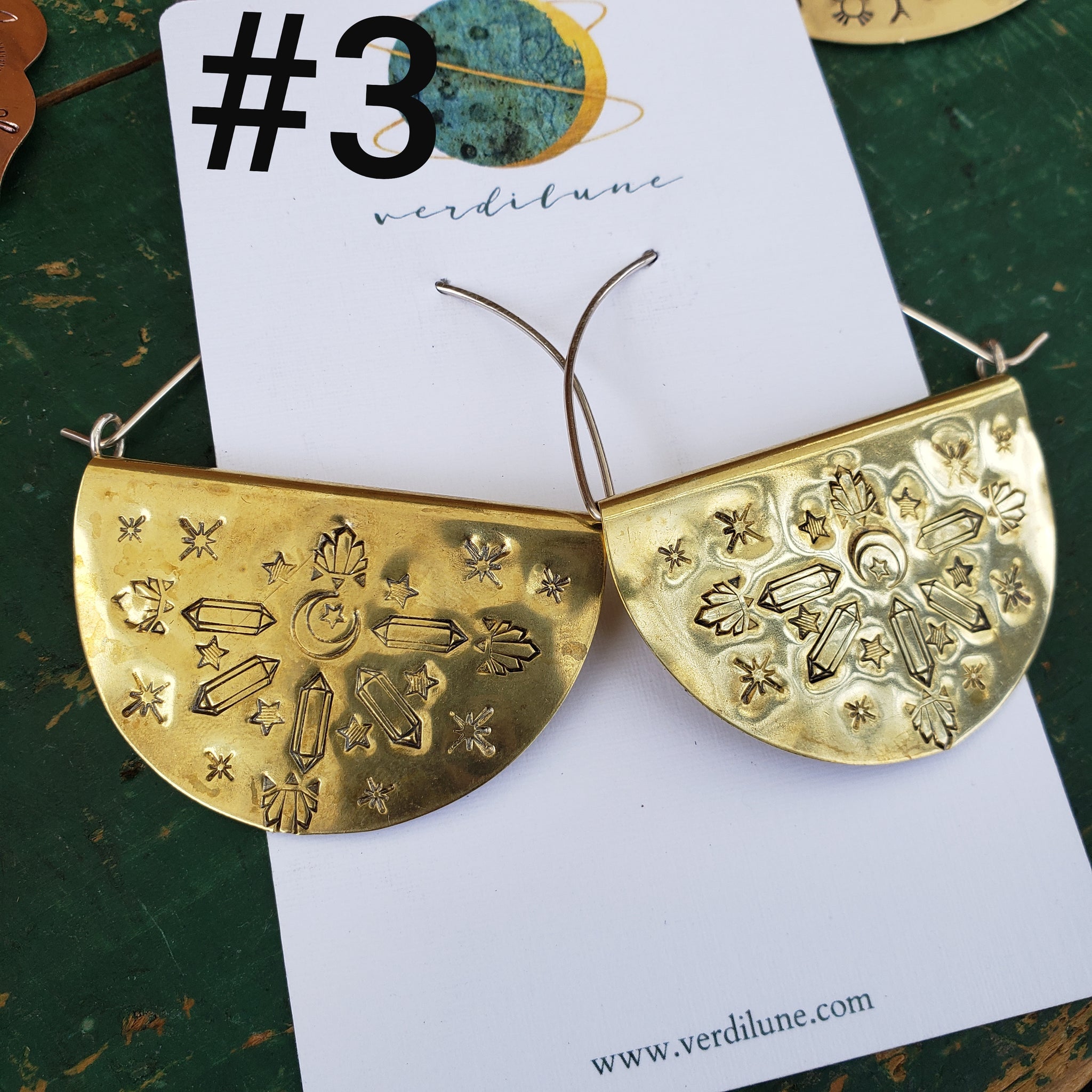 Mandala Shield Hand Stamped Earrings