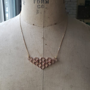 Copper Honeycomb Necklace with Honeybee