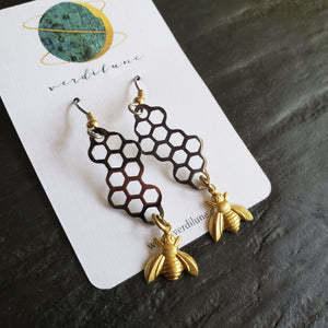 Elemental Metals Collection ◇Honeycomb◇ Celestially-Inspired Brass Earrings