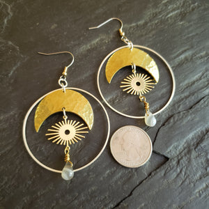 Elemental Metals Collection ◇Supernova◇  Celestially-Inspired Gemstone & Brass Earrings