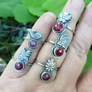 Sterling Silver Token Gemstone Rings - Rubies & Sapphire