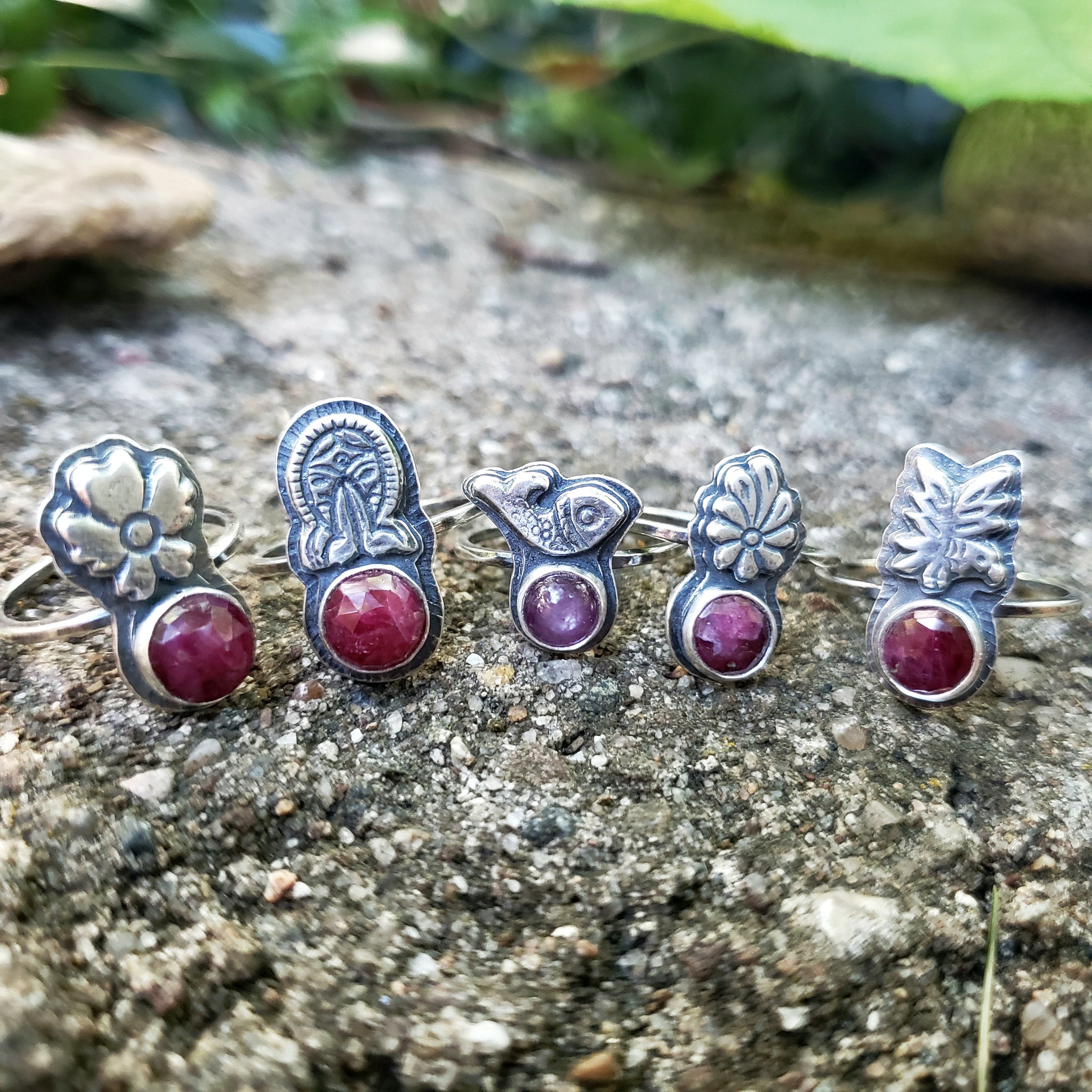 Sterling Silver Token Gemstone Rings - Rubies & Sapphire