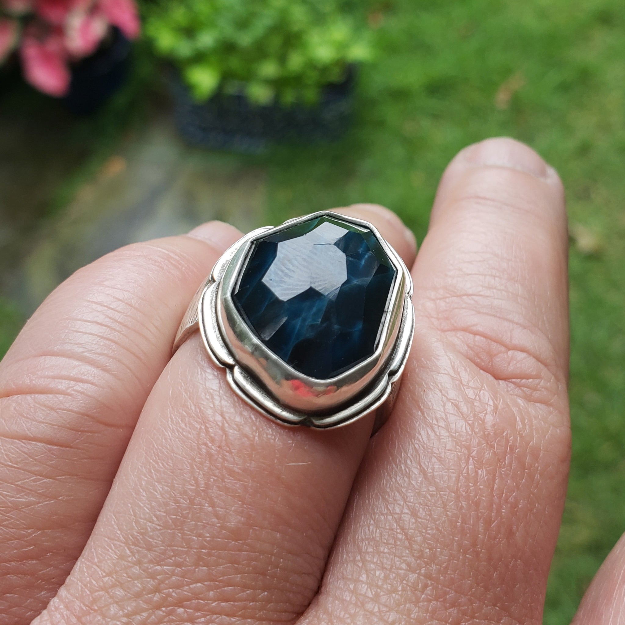Midnight Blue Apatite Ring in Sterling Silver Size 11.75