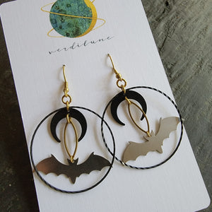 Elemental Metals Collection ◇ Silver Bats◇ Celestially-Inspired Brass Earrings