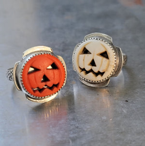 Jack-o-Lantern Rings in Sterling Silver - Made to Order