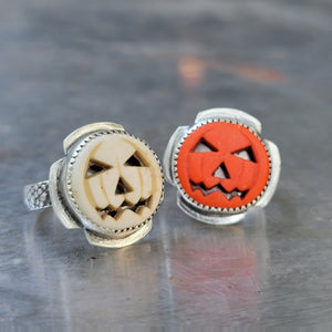 Jack-o-Lantern Rings in Sterling Silver - Made to Order