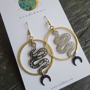 Elemental Metals Collection ◇ Serpent◇ Celestially-Inspired Brass Earrings