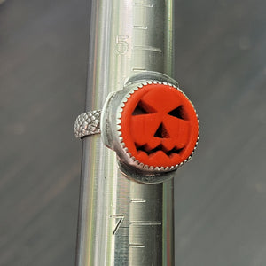 Jack-o-Lantern Rings in Sterling Silver - Made to Order