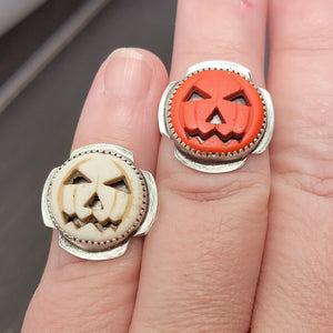 Jack-o-Lantern Rings in Sterling Silver - Made to Order