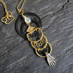 Elemental Metals Collection ◇Ephemeris◇ Celestially-Inspired Gemstone & Brass Pendant