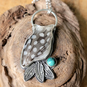 Owl Feathers Pendant in Sterling Silver