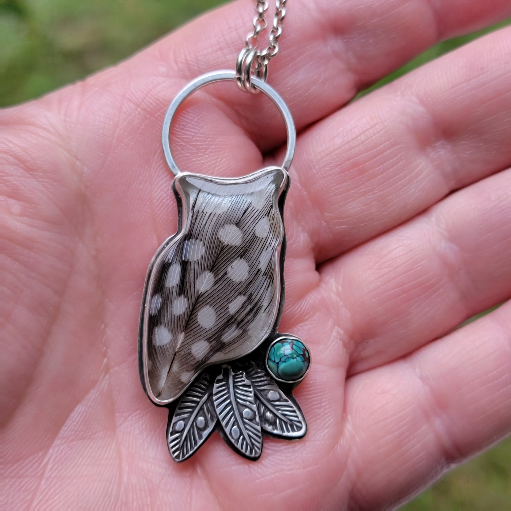 Owl Feathers Pendant in Sterling Silver