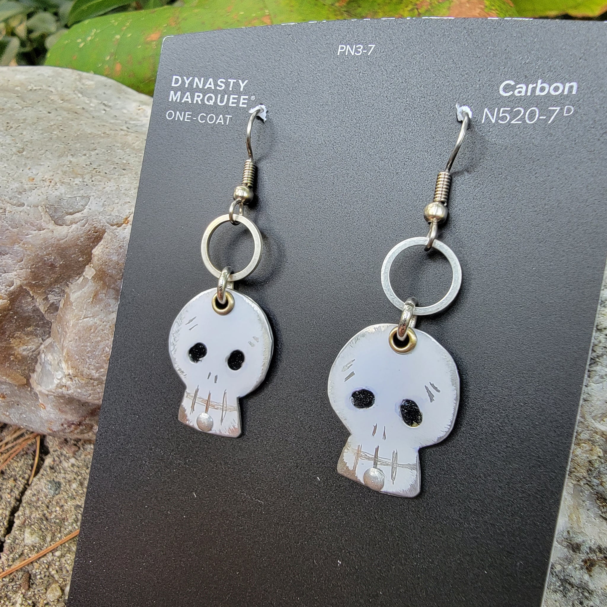 Silly Skullz Halloween Earrings - Repurposed Tin Earrings