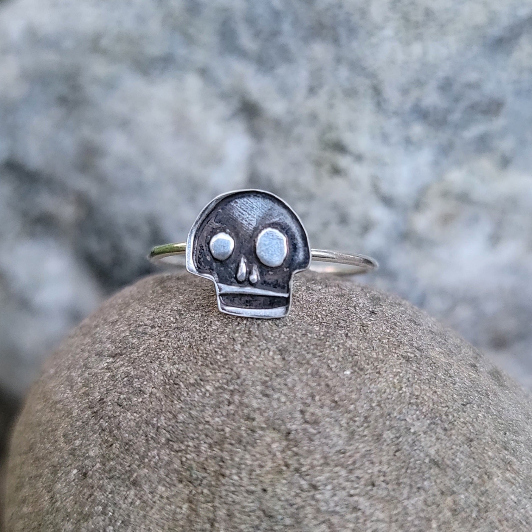 Silly Skull Sterling Silver Stacking Ring