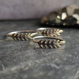 Fern Leaf Copper & Sterling Silver Stacking Ring