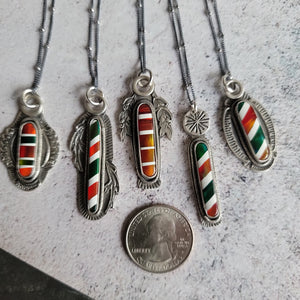 Candy Cane Striped Opal Pendants in Sterling Silver