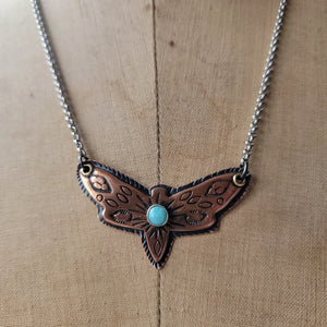 Copper Moth in Flight Necklace with Amazonite