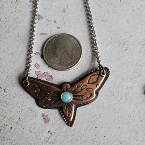 Copper Moth in Flight Necklace with Amazonite