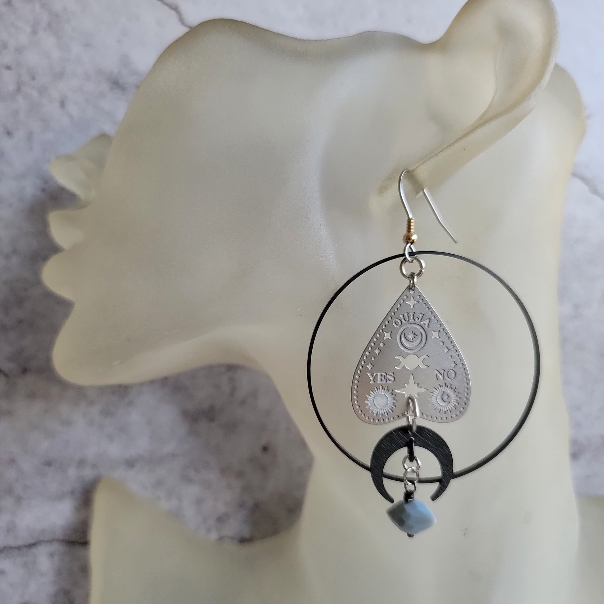 Elemental Metals Collection ◇Ouija◇ Celestially-Inspired Brass & Gemstone Earrings