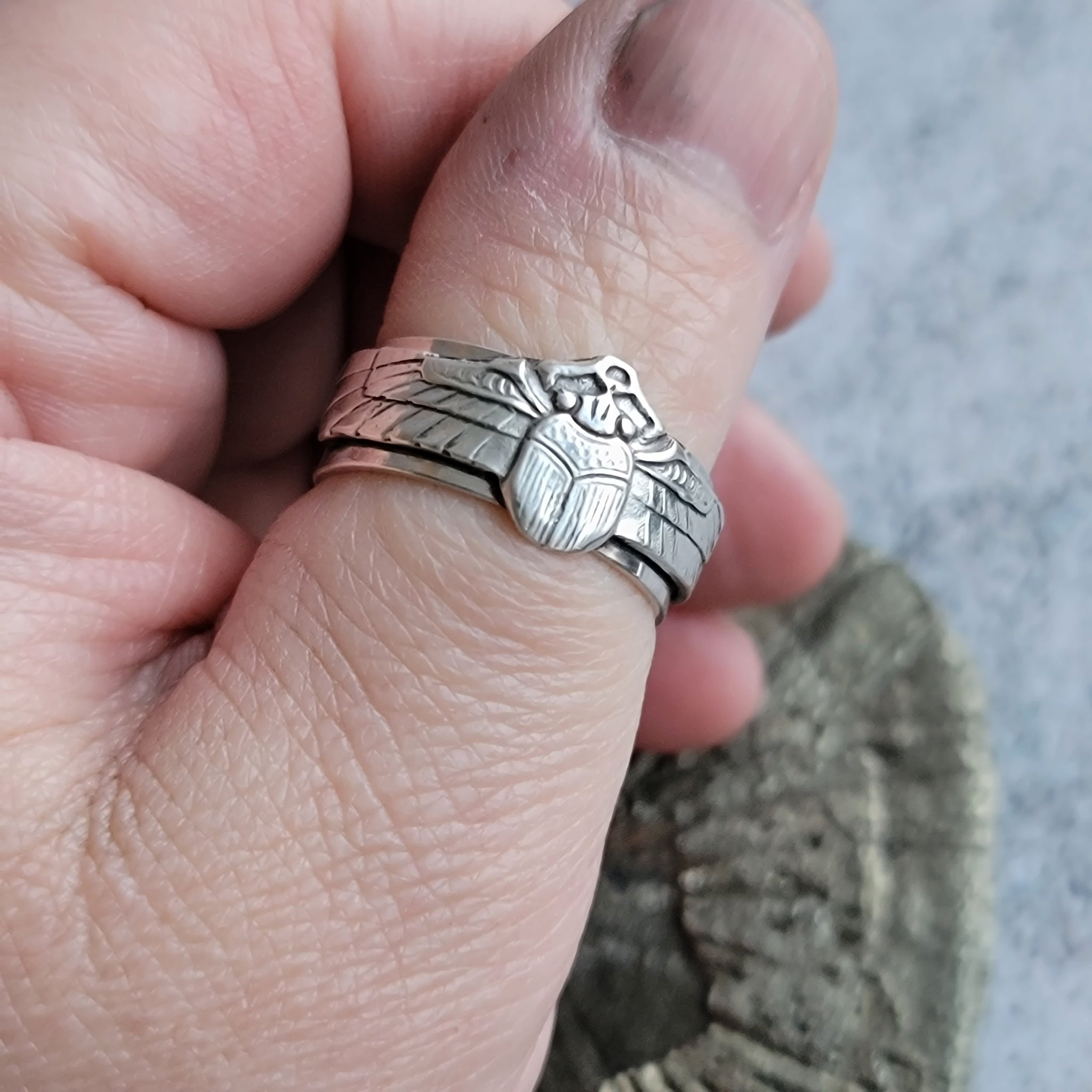 Scarab Ring in Fine & Sterling Silver