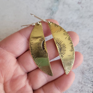 Nomad Hammered Brass Crescent Slice Earrings