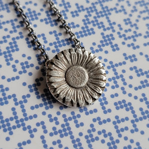 Sunflower of Peace Fine Silver Pendant