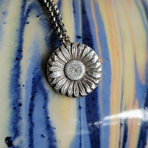 Sunflower of Peace Fine Silver Pendant