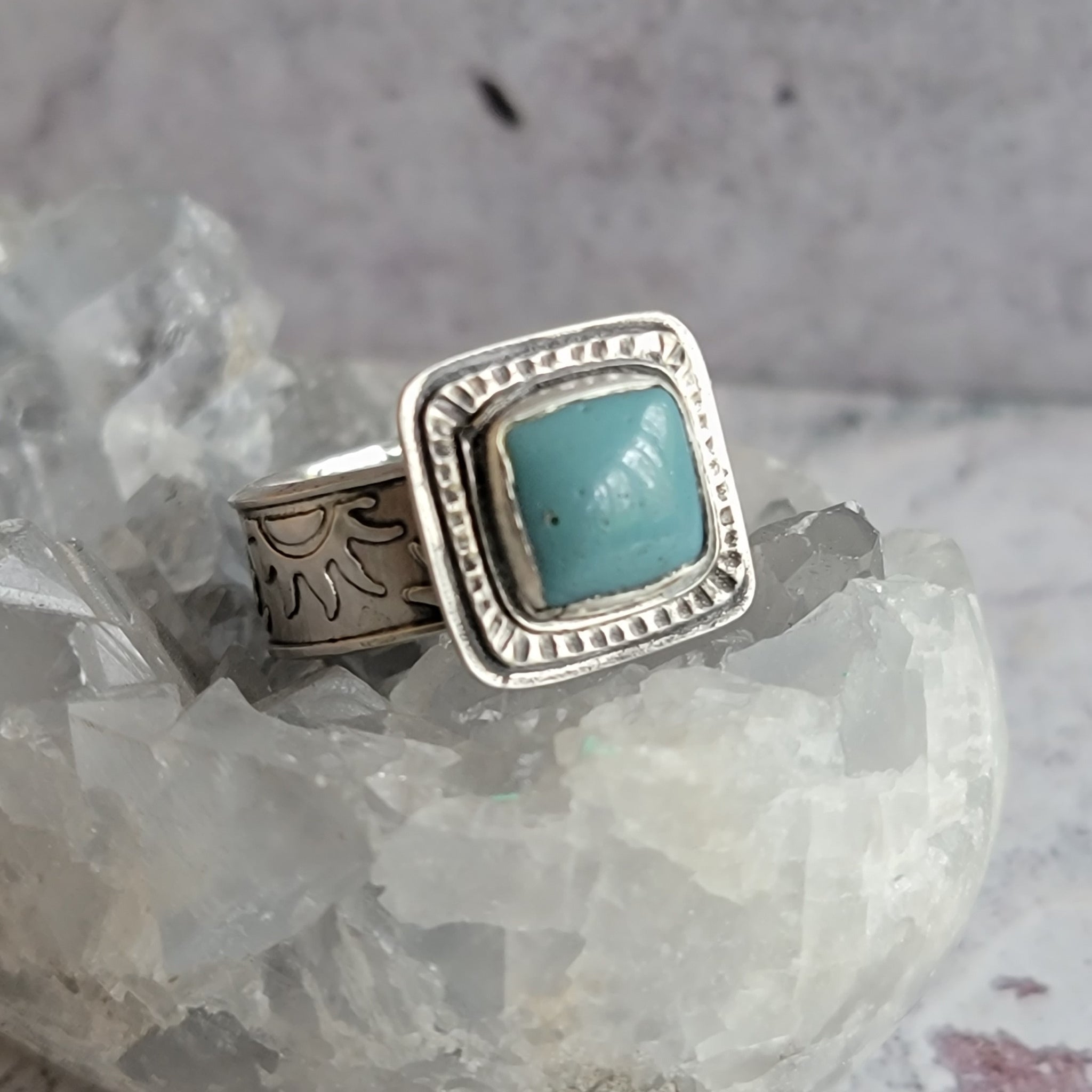 Chunky Leland Blue Sunrise Ring in Sterling Silver Size 10.75