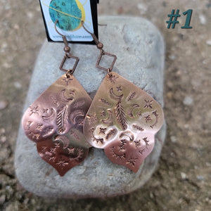 Moroccan Mandala Earrings in Copper