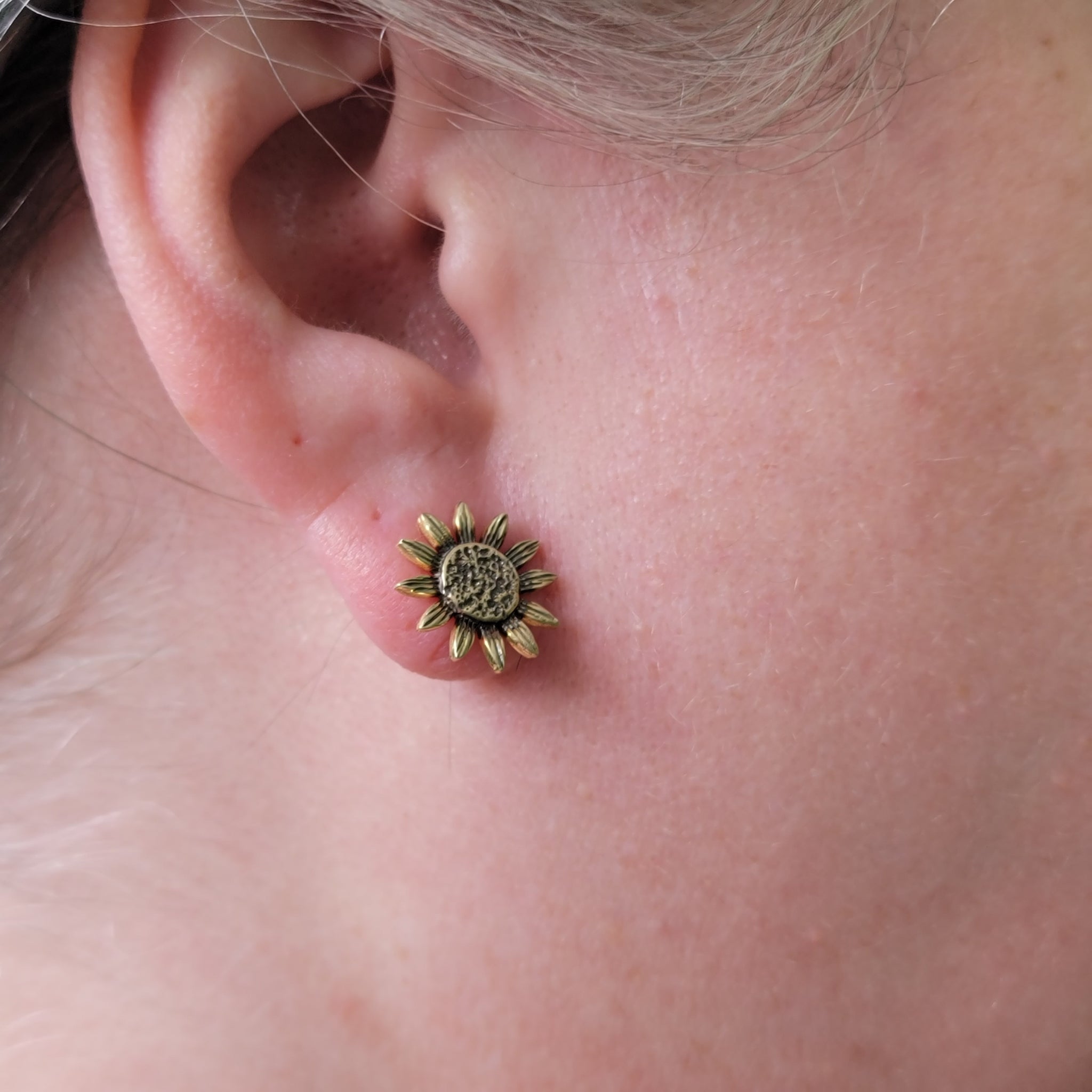 Naturalist Brass Stud Earrings
