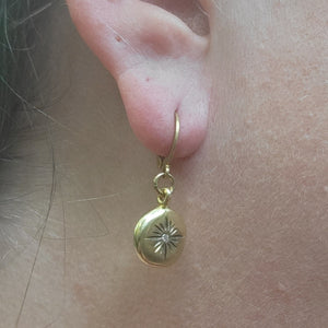 Gold Brass Star Shine Dangle Earrings