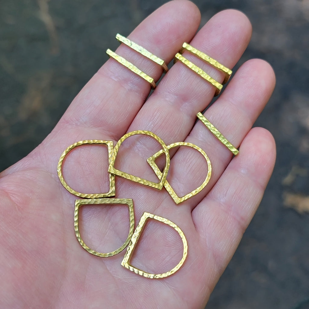 Slim Square Hammered Brass Rings - 3 Sizes